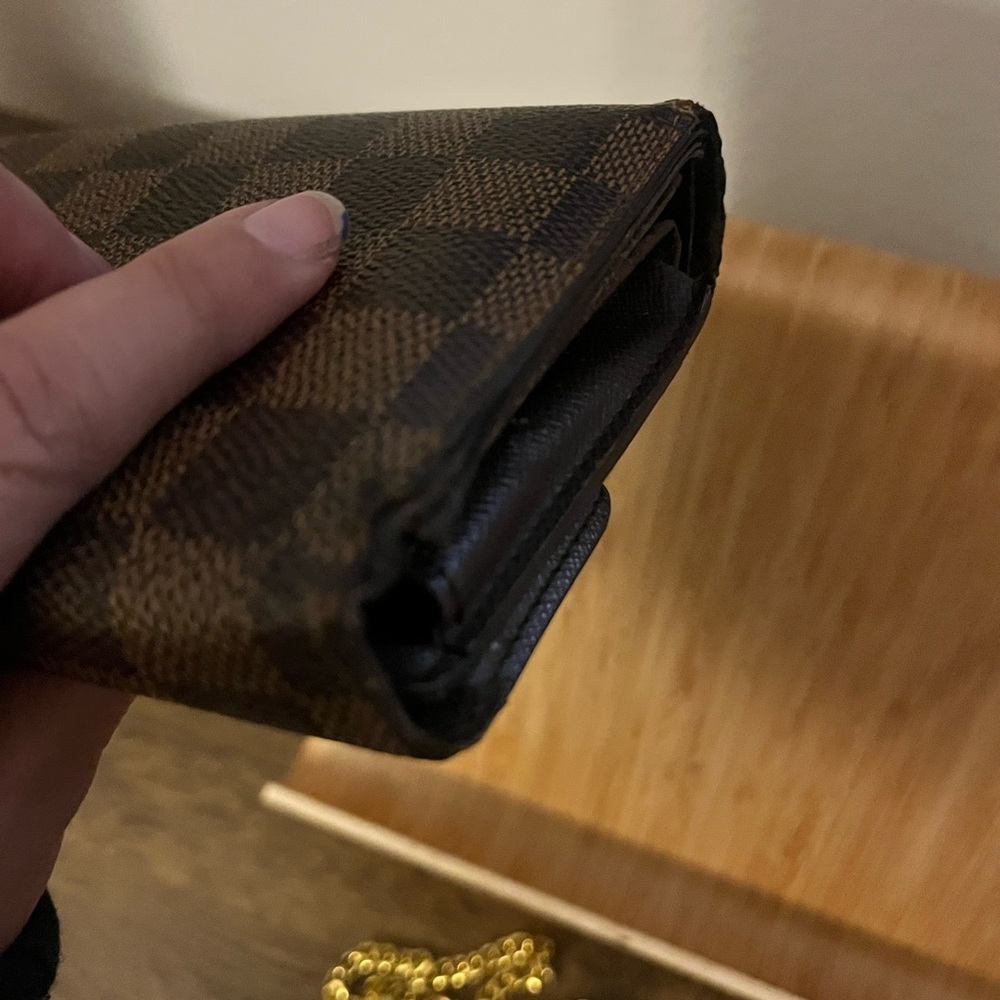 Louis Vuitton Brown Damier Ebene Wallet with Gold Chain - Picture 14 of 16